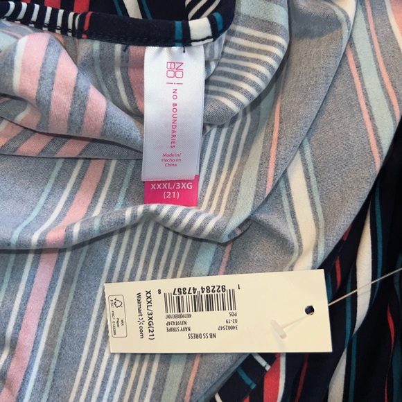 💕 *NWT* No Boundaries Striped Short Sleeve Wrap Dress Size XXXL - Picture 5 of 5